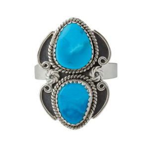 Kingman Turquoise Matt Finish 925 Sterling Silver Ring (REXT16-109)