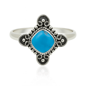 Kingman Turquoise 925 Sterling Silver Dainty Ring (RS66-56)