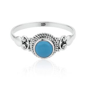 Kingman Turquoise 925 Sterling Silver Dainty Ring (RS66-57)