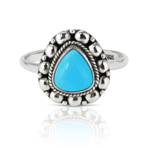 Kingman Turquoise 925 Sterling Silver Dainty Ring (RS66-58)