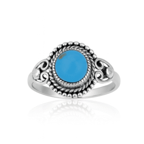 Kingman Turquoise 925 Sterling Silver Dainty Ring (RS66-59)