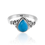 Kingman Turquoise 925 Sterling Silver Dainty Ring (RS66-60)