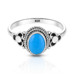 Kingman Turquoise 925 Sterling Silver Dainty Ring (RS66-63)