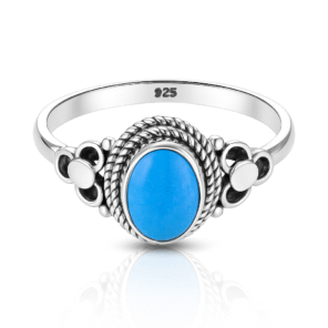 Kingman Turquoise 925 Sterling Silver Dainty Ring (RS66-63)