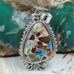 Multi Gem Composite 1.25" 925 Sterling Silver Pendant (REXT92-96)