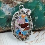 Multi Gem Composite 1.5" 925 Sterling Silver Pendant (REXT92-92)