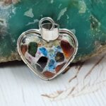 Multi Gem Composite 1.25" 925 Sterling Silver Pendant (REXT92-91)