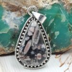 Crinoid Fossil 1.5" 925 Sterling Silver Pendant (REXT92-136)