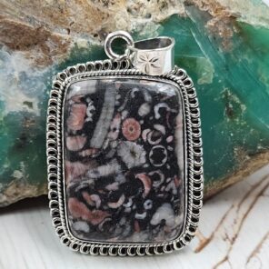 Crinoid Fossil 1.5" 925 Sterling Silver Pendant (REXT92-128)