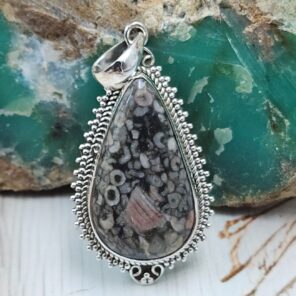 Crinoid Fossil 1.5" 925 Sterling Silver Pendant (REXT92-122)