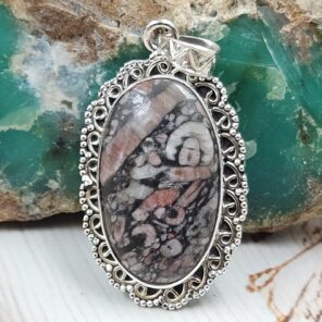 Crinoid Fossil 1.5" 925 Sterling Silver Pendant (REXT92-117)