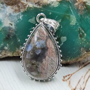 Crinoid Fossil 1.5" 925 Sterling Silver Pendant (REXT92-114)