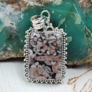 Crinoid Fossil 1.5" 925 Sterling Silver Pendant (REXT92-113)