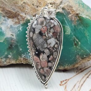 Crinoid Fossil 1.5" 925 Sterling Silver Pendant (REXT92-100)