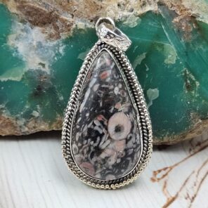 Crinoid Fossil 1.5" 925 Sterling Silver Pendant (REXT92-101)