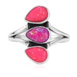 Hot Pink Opal 925 Sterling Silver Ring (REXT126-9)