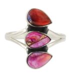 Pink Dahlia Turquoise 925 Sterling Silver Ring (REXT126-8)