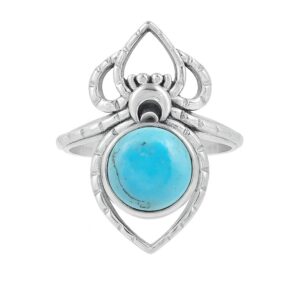 Spider Kingman Turquoise 925 Sterling Silver Ring (REXT2-82)