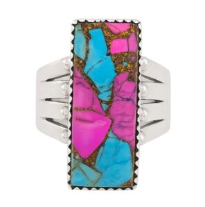 Cotton Candy Turquoise 925 Sterling Silver Ring (REXT65-57)