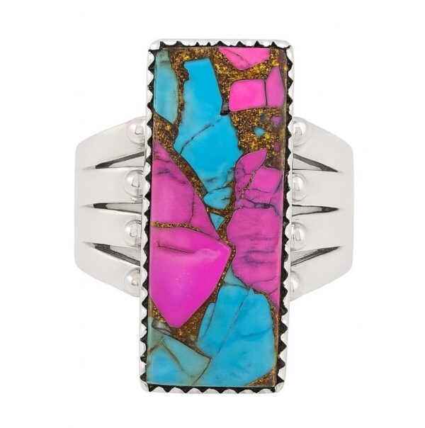 Cotton Candy Turquoise 925 Sterling Silver Ring (REXT65-57)