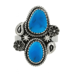 Kingman Turquoise Matt Finish 925 Sterling Silver Ring (REXT16-108)