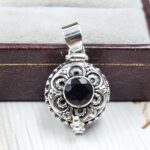 Black Onyx 925 Sterling Silver Poison Box Pendant (REXT124-48)