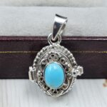 Kingman Turquoise 925 Sterling Silver Poison Box Pendant (REXT124-44)