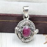 Ruby 925 Sterling Silver Poison Box Pendant (REXT124-43)