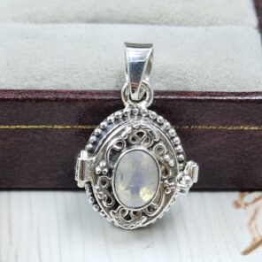 Rainbow Moonstone 925 Sterling Silver Poison Box Pendant (REXT124-42)