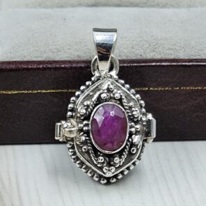 Ruby 925 Sterling Silver Poison Box Pendant (REXT124-36)