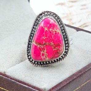 Pink Sea Sediment Jasper Size US 6 925 Sterling Silver Ring (RS30-358)