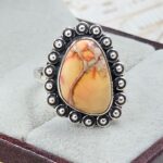 Orange Sea Sediment Jasper Size US 6 925 Sterling Silver Ring (RS30-334)