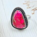 Pink Sea Sediment Jasper Size US 6 925 Sterling Silver Ring (RS30-356)