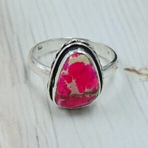 Pink Sea Sediment Jasper Size US 6 925 Sterling Silver Ring (RS30-353)
