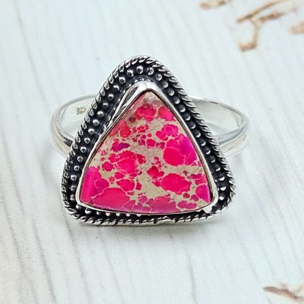 Pink Sea Sediment Jasper Size US 10 925 Sterling Silver Ring (RS30-368)