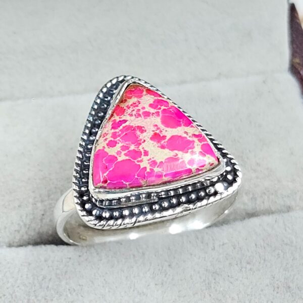 Pink Sea Sediment Jasper Size US 10 925 Sterling Silver Ring (RS30-368) - Image 2