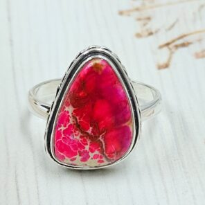 Pink Sea Sediment Jasper Size US 10 925 Sterling Silver Ring (RS30-369)