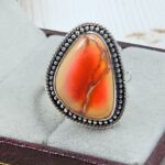 Orange Sea Sediment Jasper Size US 7 925 Sterling Silver Ring (RS30-335)