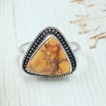 Orange Sea Sediment Jasper Size US 9 925 Sterling Silver Ring (RS30-339)