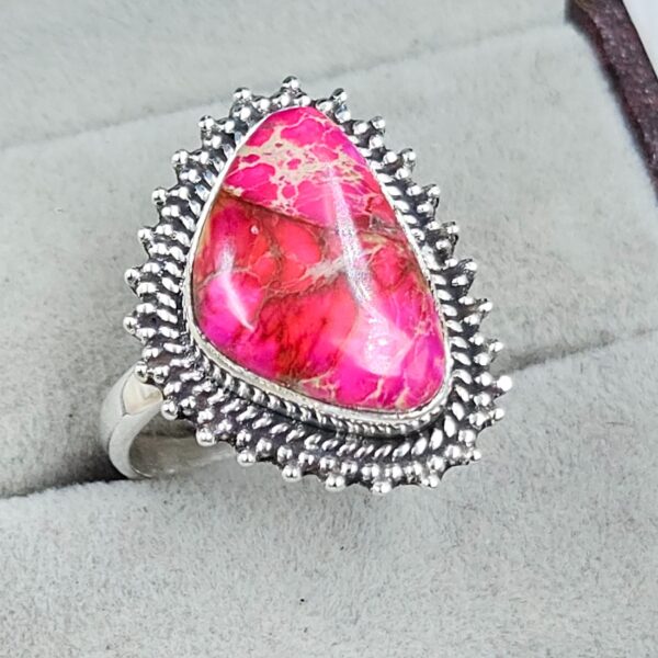Pink Sea Sediment Jasper Size US 8 925 Sterling Silver Ring (RS30-361) - Image 2