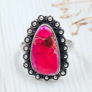 Pink Sea Sediment Jasper Size US 6 925 Sterling Silver Ring (RS30-354)
