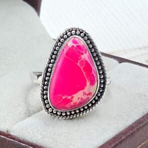 Pink Sea Sediment Jasper Size US 8 925 Sterling Silver Ring (RS30-360)