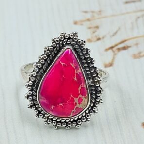 Pink Sea Sediment Jasper Size US 7 925 Sterling Silver Ring (RS30-345)