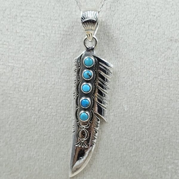 Kingman Turquoise 2" Southwest 925 Silver Pendant (REXT132-5) - Image 2