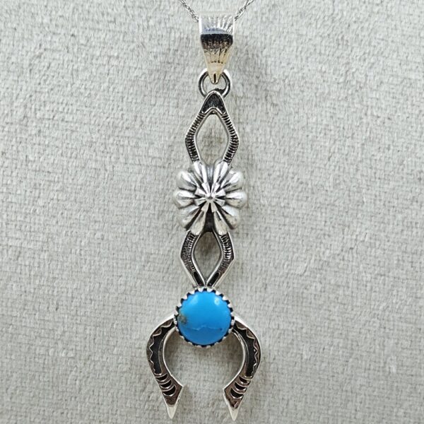 Kingman Turquoise 2" Southwest 925 Silver Pendant (REXT132-7) - Image 2