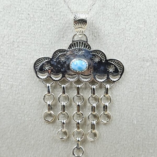 Kingman Turquoise 1.5" Southwest 925 Silver Pendant (REXT132-8) - Image 2