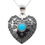 Kingman Turquoise Heart 1.5" Southwest 925 Silver Pendant (REXT132-3)