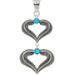 Kingman Turquoise Heart 1.5" Southwest 925 Silver Pendant (REXT132-4)