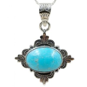Kingman Turquoise 1.5" Southwest 925 Silver Pendant (REXT132-6)