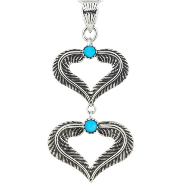 Kingman Turquoise Heart 1.5" Southwest 925 Silver Pendant (REXT132-4)